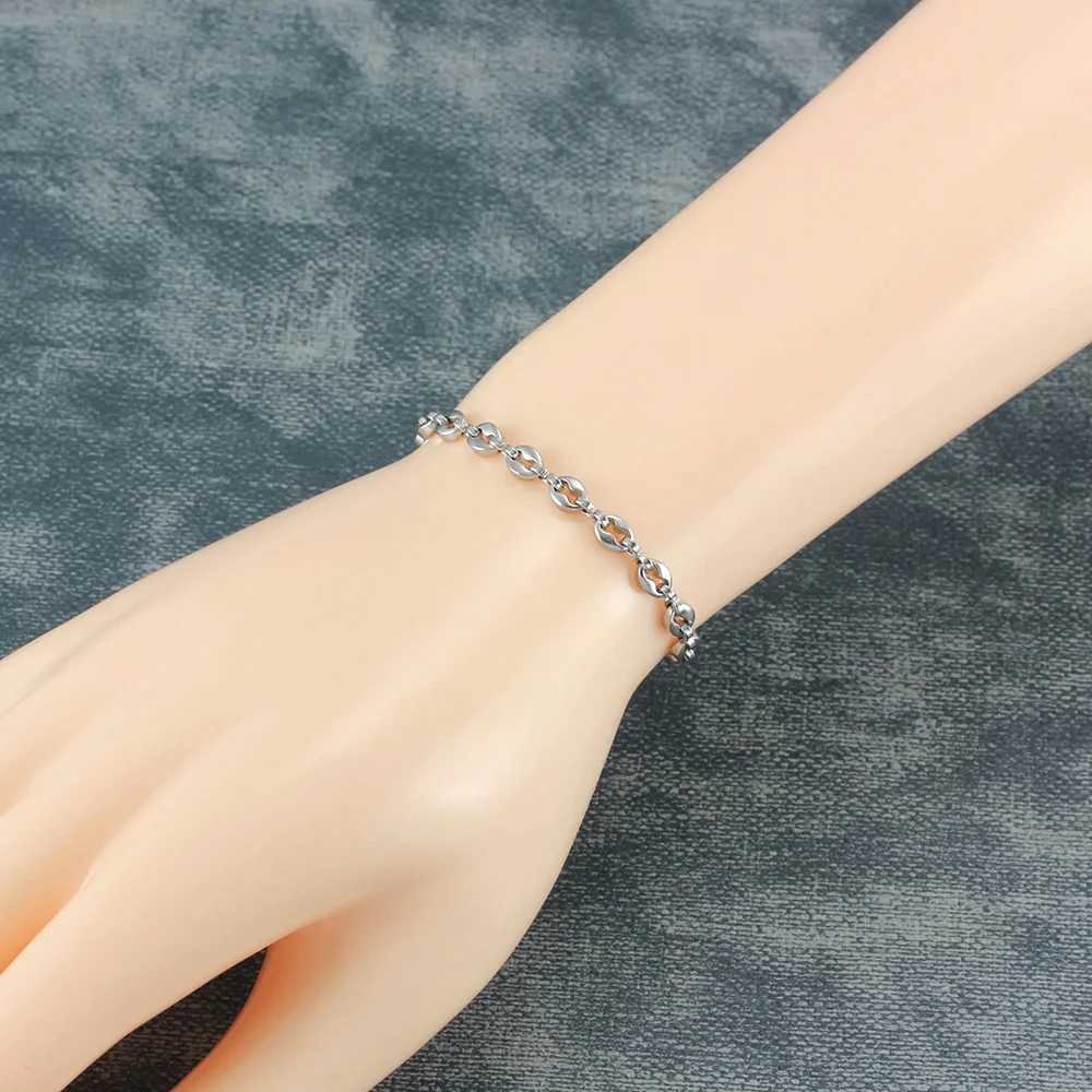 2023 Luxury Stainless Steel Bracelets for Men and Women Silver Color Coffee Bean Box Chain Bracelet Charm Jewelry Gift 7-9 Inches W250807