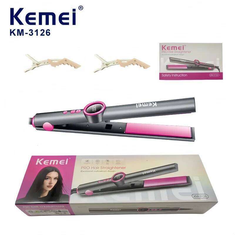Kemei Km-3126 Dual-Purpose Straightener Curling Iron, Negative Ion Protection, Professional Hair Styling Iron For Women