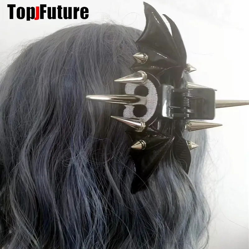 Streetwear Gothic Spike Hair Grab Punk Hip Hop Handmade Leather Bat Devil Clip Women claw Party Hair Accessories 250730