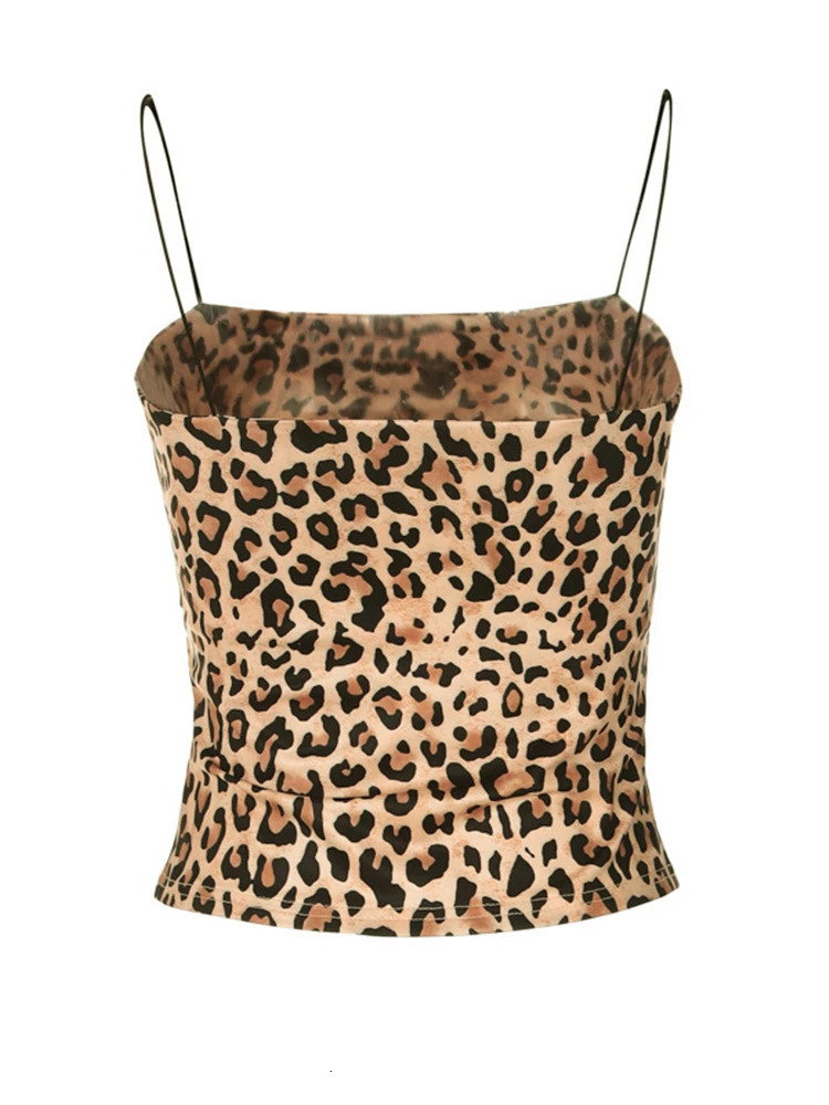 Sexy Camisole For Women Leopard Print Skinny Crop Top Female Party Nightclub Bodycon Sleeveless Camis Tank Tube Tops Y2K 250807