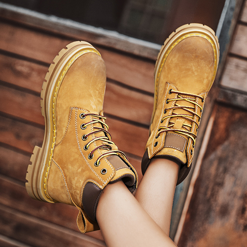 Autumn Winter New Arrivals Unisex Fashion Boots Chunky Sole High Top Martin Boots Casual Fur Lined Warm Work Boots Sizes 35-44 Women Men