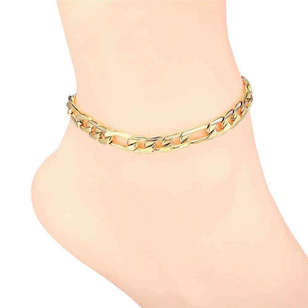 Vintage Ankle For Women Bohemian Gold Color Cuban Anklets Summer Beach Girls Barefoot Leg Chain Boho Jewelry Y250805