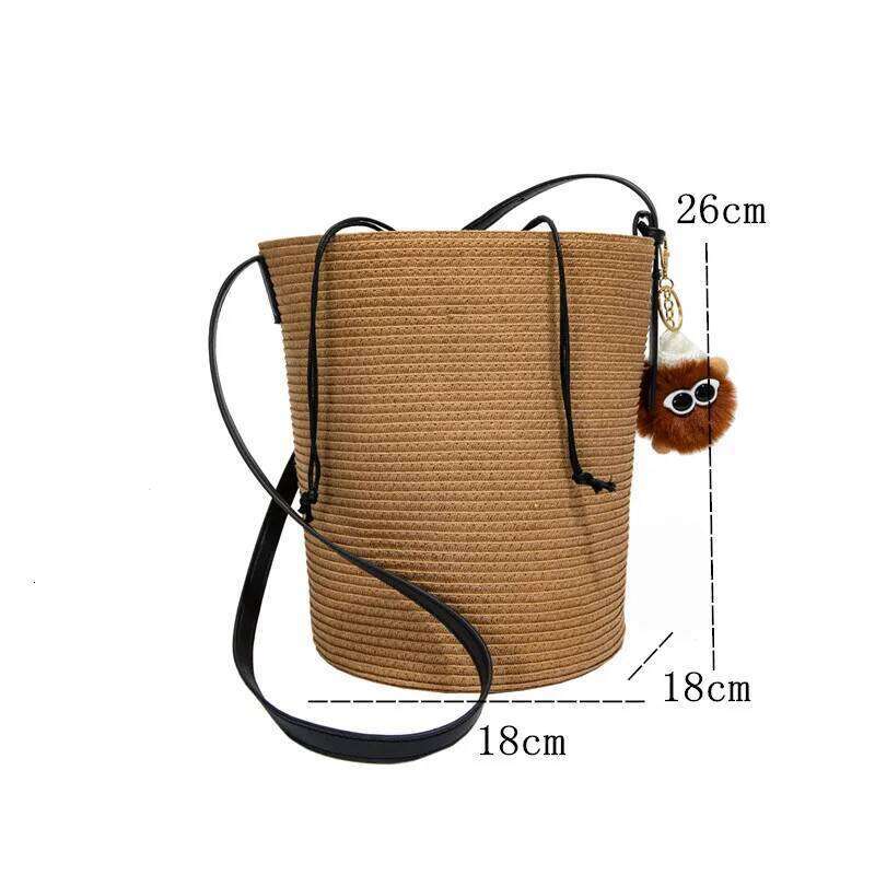 Straw Fashion Large Capacity Handmade Braid Handbags Woven Shoulder Crossbody Bag Summer Beach Bucket Bag