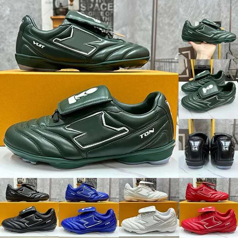 Soccer mens Womens Designer Sneaker 1AHAI1 Black Plain Calf Leather Laces Signature Details Spring Summer 2025 Show Casual Footprint Shoes