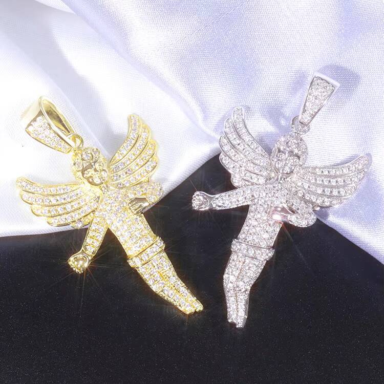 Hot Sale Cupid Pass Diamond test RTS Angel Pendants 925 Solid Silver with VVS Moissanite Diamonds Angel Pendants for Necklace