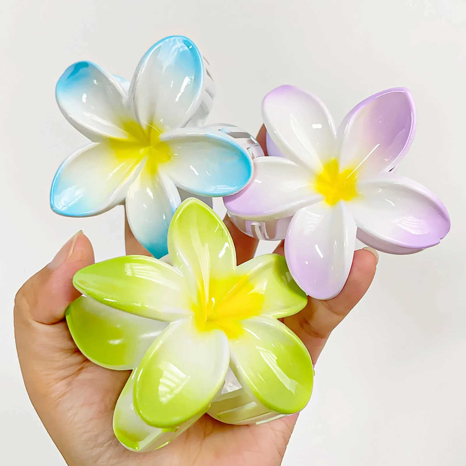3 Inch Gradient Flower Hair Claw For Women Elegant Resin Floral Hair Clip Fresh Sweet Flower Gripper Womens Hair Accessories U250807
