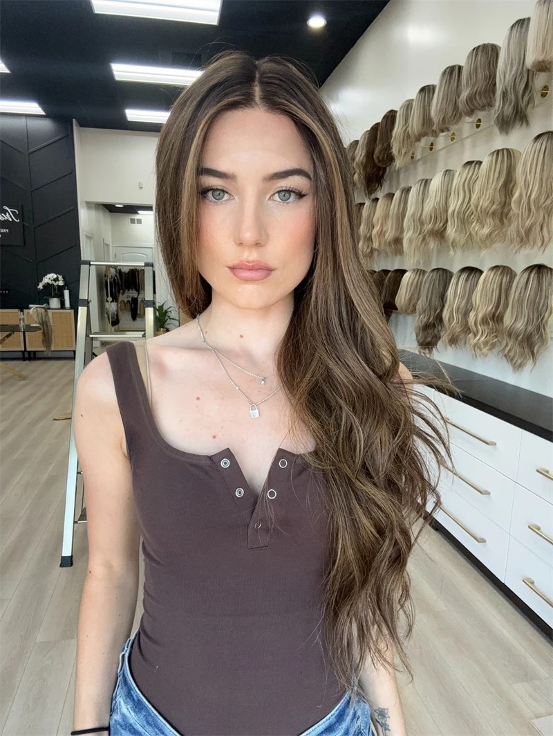 P4/27 Highlight Ombre Brown Body Wave 13x6 Human Hair Wig Wear And Go Glueless Wig 13x4 HD Lace PrePlucked 28 Inch For Women Synthetic