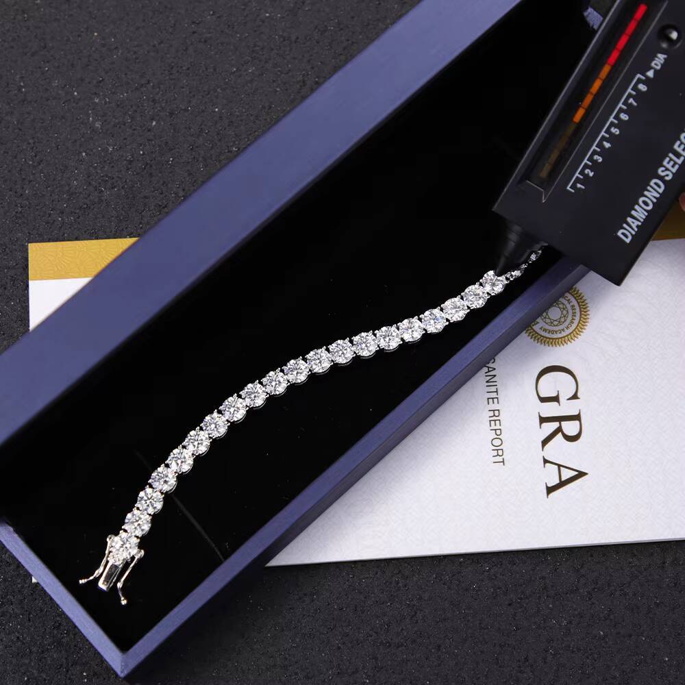5mm 6.5mm Moissanite Tennis Diamond Chain 925 Silver Gold Plated Fine Jewelry Bracelet VVS Moissanite Tennis Chain for Men Women