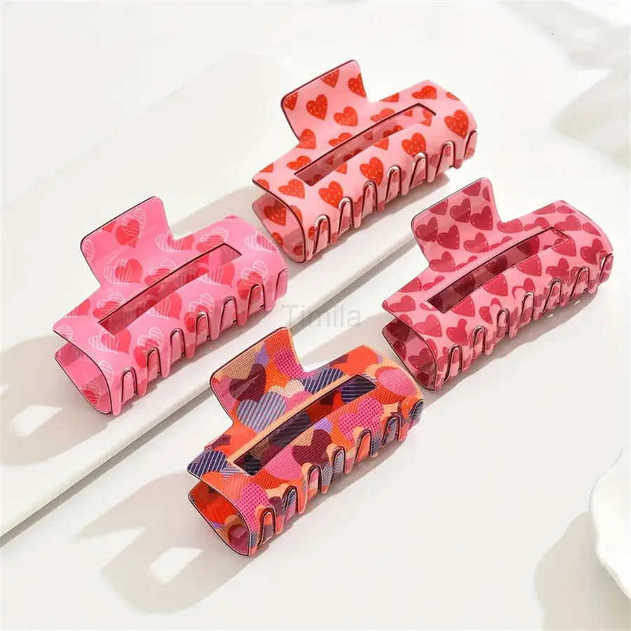 Hot-selling Fashion Rose Love Print Clip New Pink Valentines Day Atmosphere Womens Hair Clip Clip Hair Accessories U250807