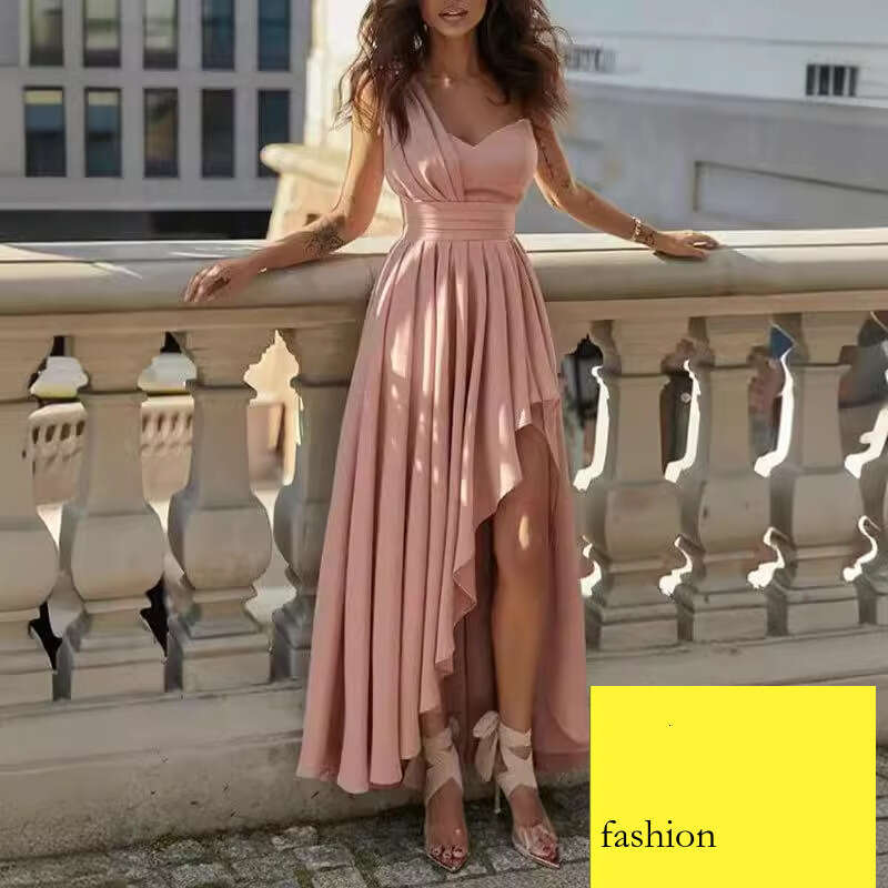 New Women's Elegant Asymmetric Shoulder High Waist Long Skirt Irregular Dress B5 h7