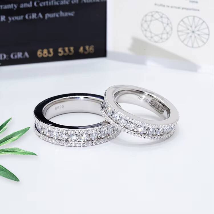 Mens Jewelry Style White Gold Plated Full Iced Out VVS Moissanite 925 Sterling Silver Rings