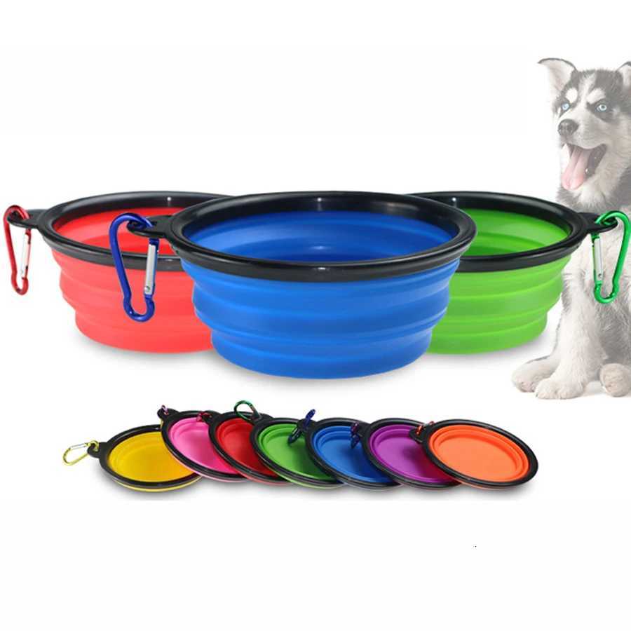 Dog Bowl Pet Feeder Water Bowl for Cats Dog Water Bottle Pet Accessories Outdoor Folding Silicone Bowl for Puppy1000ML Y250806