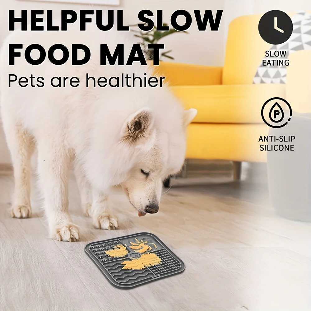 Silicone Slow Feeder Mat Pet Lick Pet Slow Food Plate Bathing Distraction Silicone Dog Sucker Food Training Dog Feeder Supplies Y250806