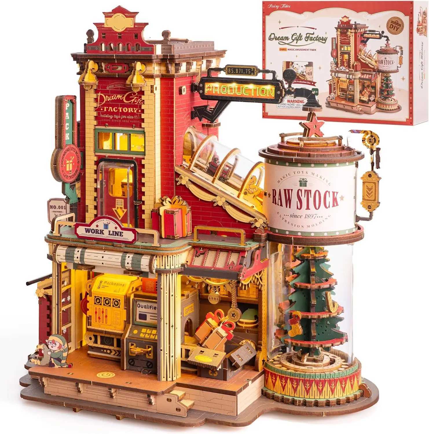 Robotime Rokr Wooden Music Box Christmas Dream Gift Factory 3D Wooden Puzzles Wooden Model Kits Build Best Gifts for Kids Adults W250807