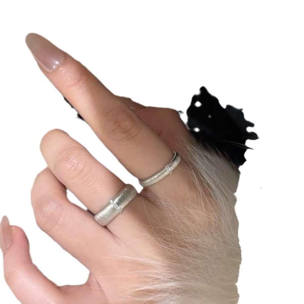 French Style Light Luxury Brushed Craft Italian Vintage Wide Narrow Version Couple Rings Adjustable Open Ring