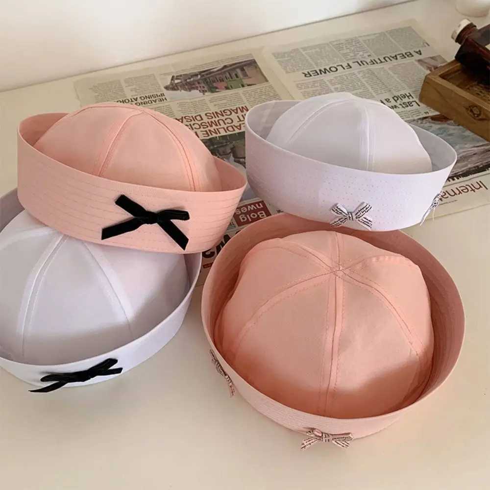 Sweet Bowknot Bow Beret Dome Flip Eaves Sailor Hat Korean Style Navy Cloth Streetwear XJ250807