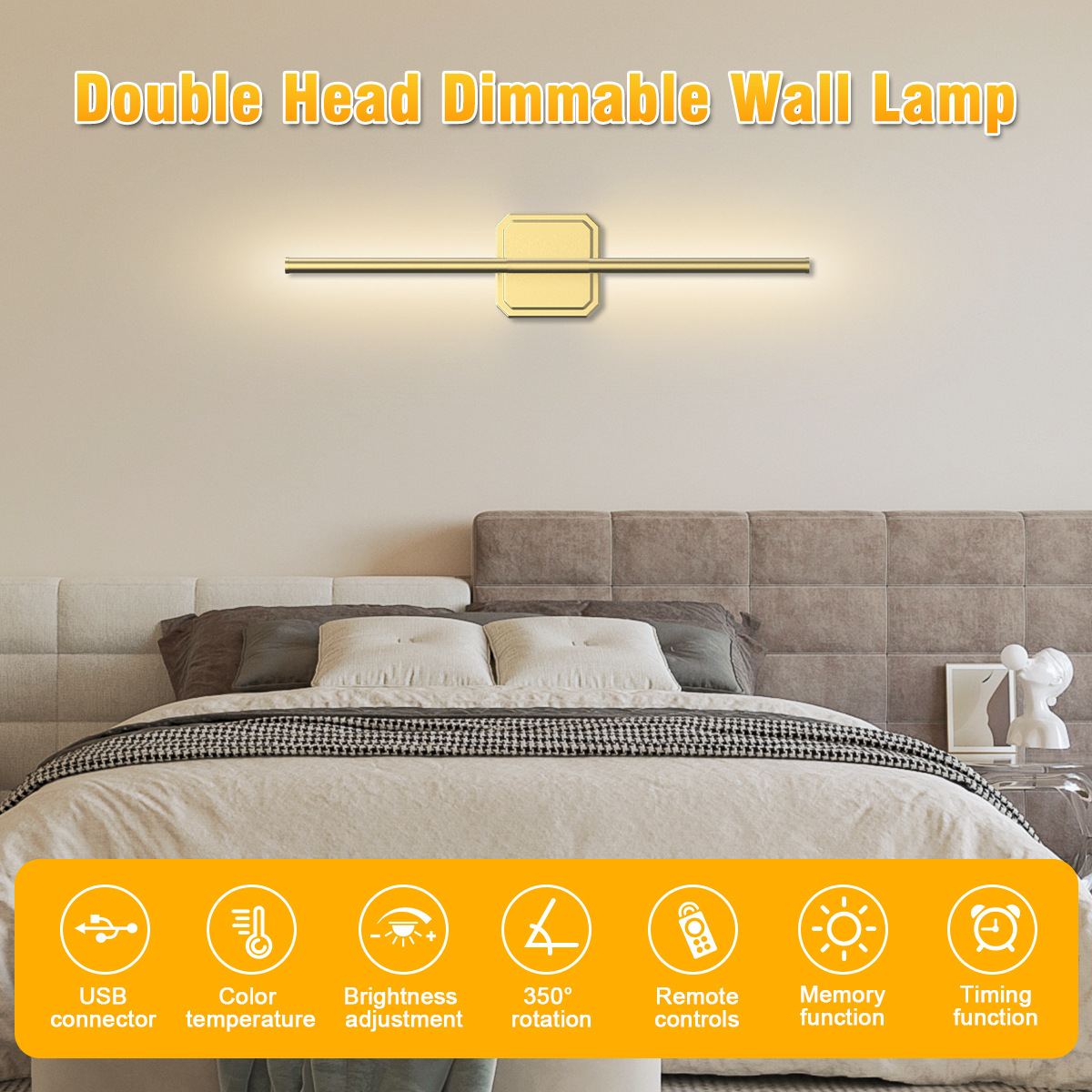 Stylish Modern Split Wall Lighting Fixture with Adjustable Beam Direction for Study/Living Area-HCP040