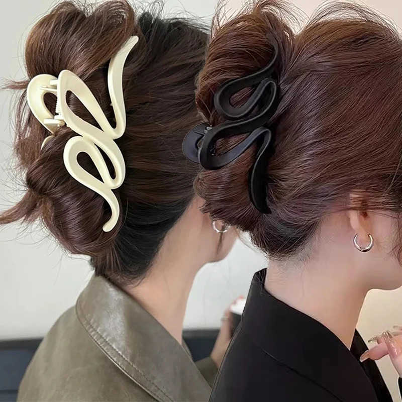 Big Matte Hair Clips Vintage Ribbon Bow Hair Claws Crab Headwear Hairpins Ponytail for Women Hair Accessories Barrettes U250807