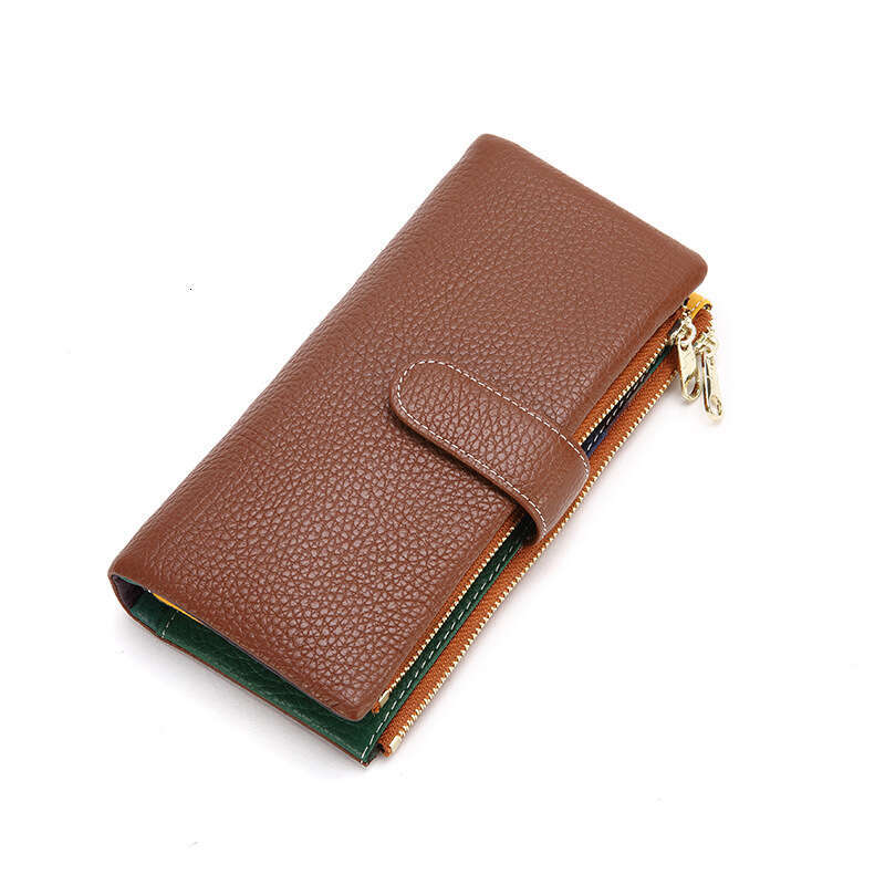 Wallet Long Zipper Japanese and Korean Style Multi-Card Slot Soft Cowhide Phone Bag Women's Purse B5 B5