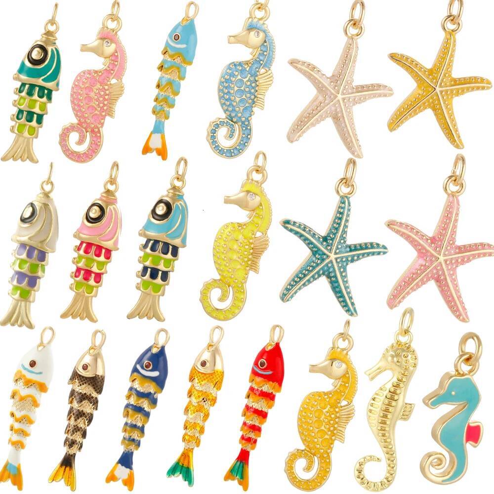 Y2K Bohemian Fish Starfish Pendant Necklace For Women Lovely Sea Animals Charms Diy Choker Stainless Steel Chain New In Jewelry Jewelry for Women
