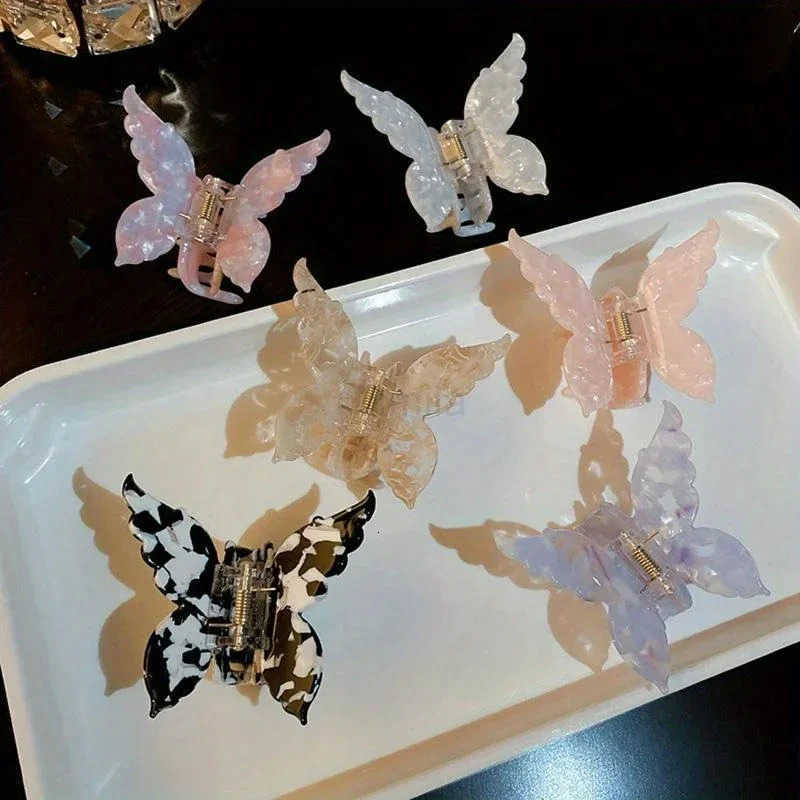 Sweet Butterfly Hairpin Summer Fairy Clip Gradient Tie-Dye Acetate Headwear Women Girls Styling Tools Barrettes Hair Accessories U250807