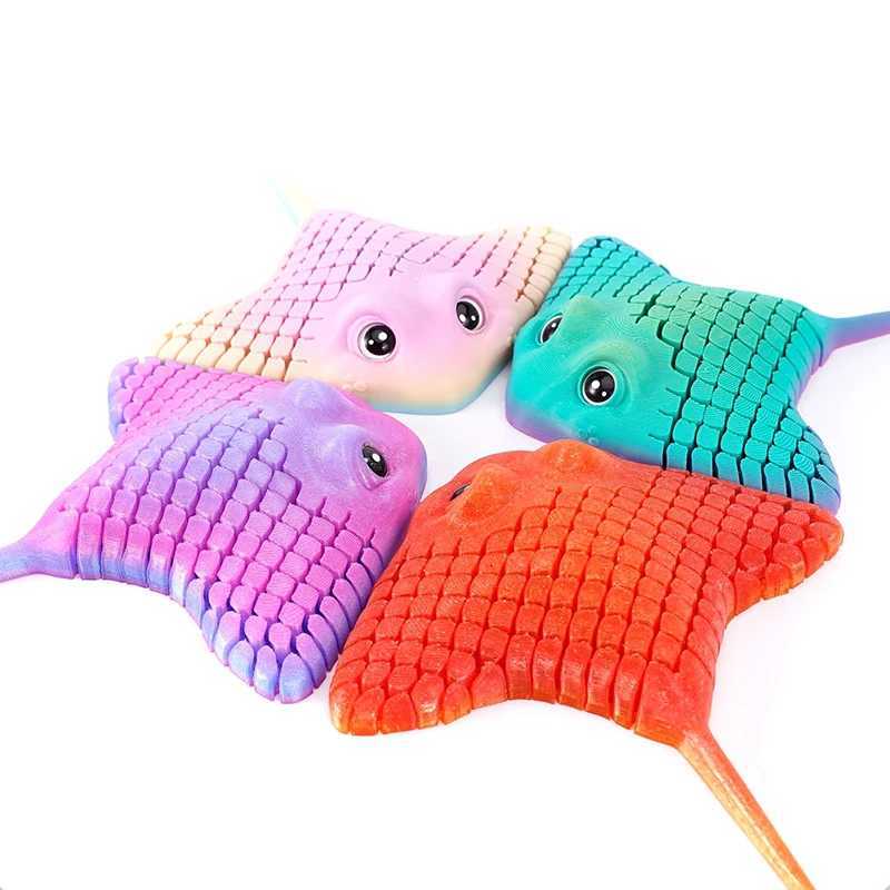 3D Printed Manta Ray Fidget Toy Multicolor Articulated Sensory Devil Fish Animal Models Home Desktop Ornament Z250807