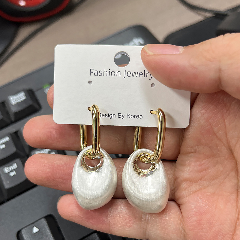 Fashion Brushed Irregular Geometric Pendant Earrings for Women High-End Light Simple Ear Jewelry