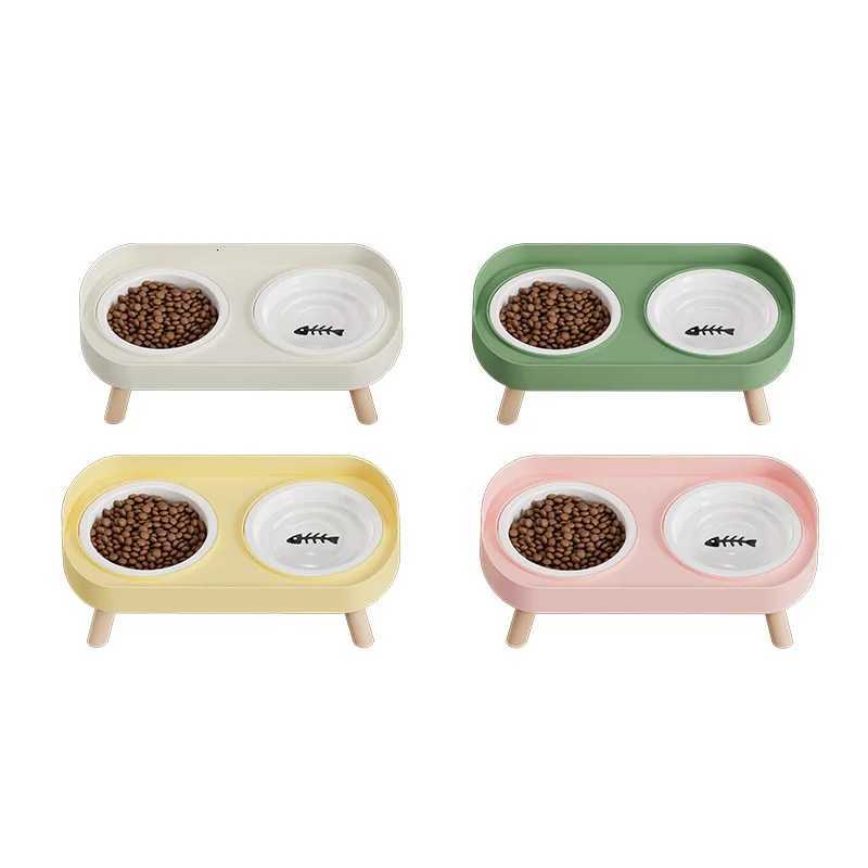 Pet Bowl PP Plastic Double Bowl Anti-killing Bowl Water and Grain Integrated Dog Bowl Cat Dog Water and Grain Bowl Y250806