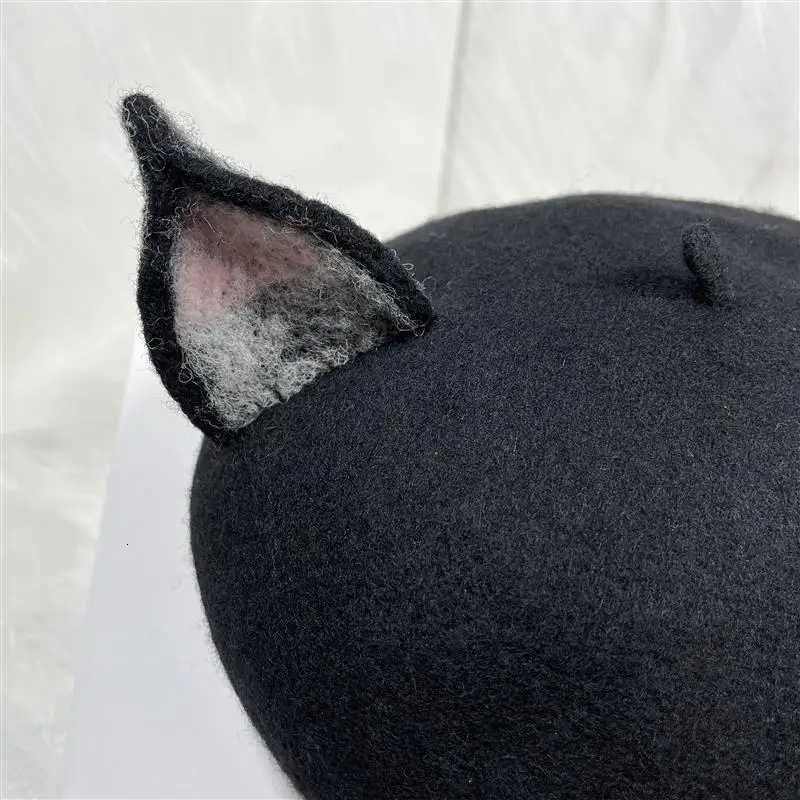 Child Women Handmade Cute Elk Horn Ear Family Beret Hat Deer Antlers Kids Girls Wool Felt Painter Hat XJ250807