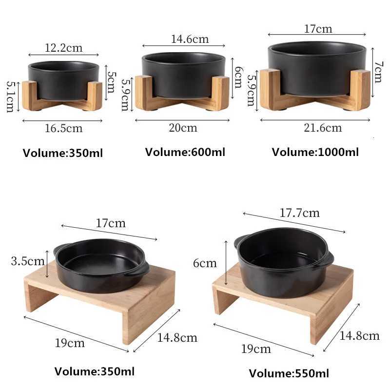 New Ceramic Pet Bowl Wooden Anti Overturning Pet Dogs Cats Food Water Feeder Multiple Styles Cat Bowl Pet Supplies Accessories Y250806