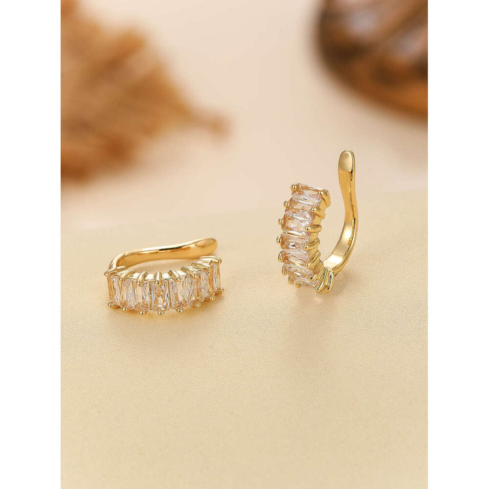 Personalized Design Simple Fashion Exquisite Versatile Women Non-Pierced Micro Inlaid Zircon U-Shaped Irregular Ear Cuff