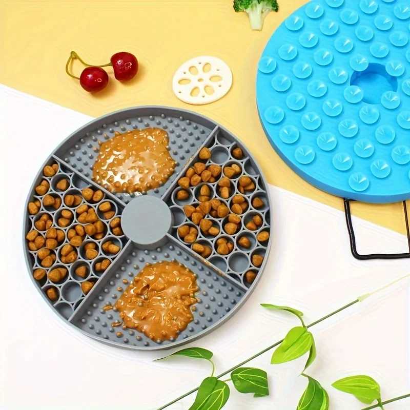Dog Feeding Mat Silicone Cat Slow Feeder Bowls with Suction Cup Slow Feeding Pad Dog Licking Pad Anxiety-relieving Utensils Y250806