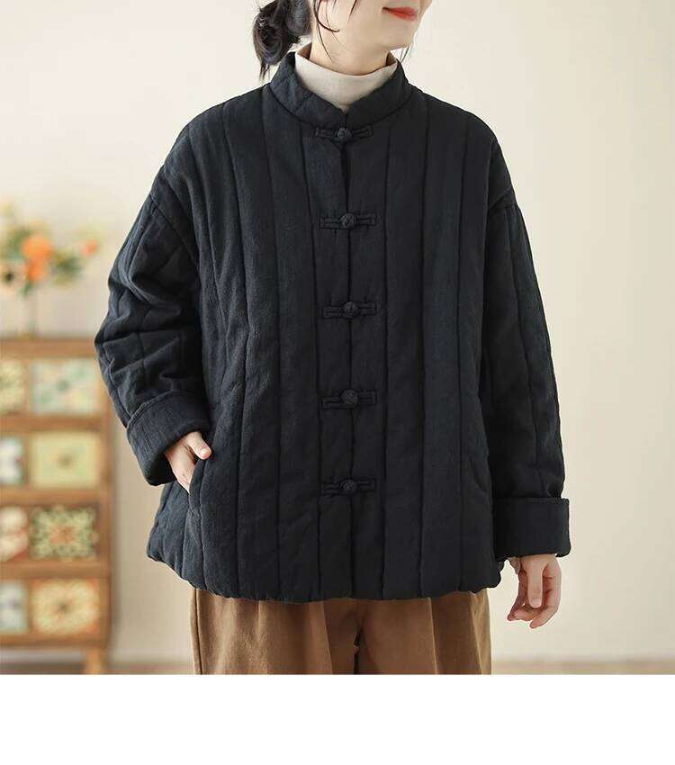 Designer Clothing 2025 THHONE Autumn Winter Jackets Parkas For Women 2024 Casual Solid Thicken Padded Jacket Korean Loose Chinese Style Coats Outerwea