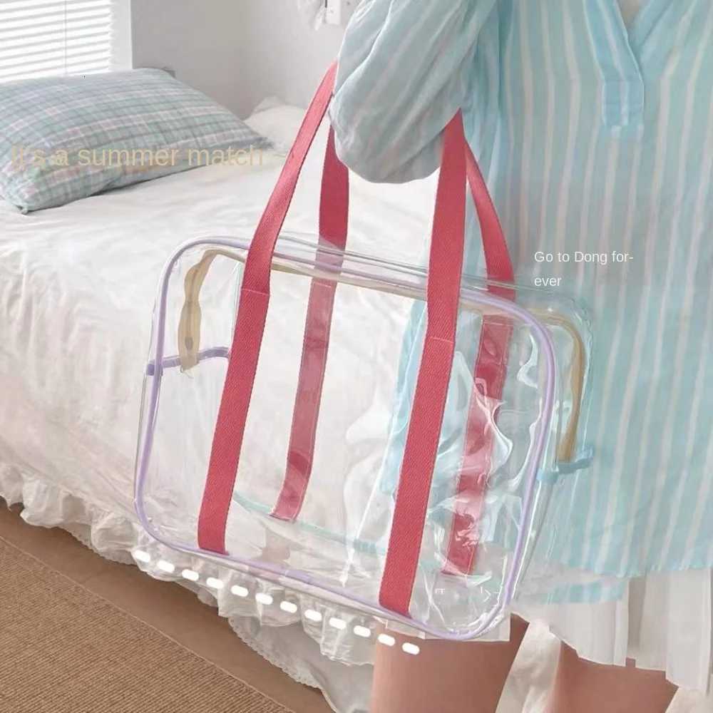 Large Capacity PVC Transparent Jelly Handbags Washing Bag Summer Outdoor Beach Tote Waterproof Swimming Storage Bag Z250807