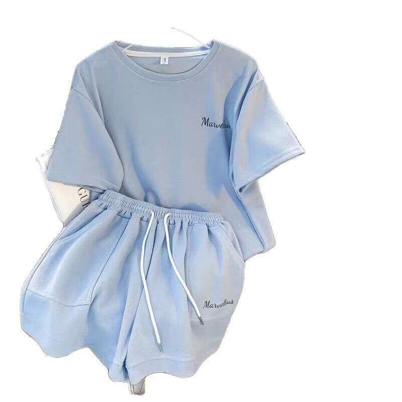 designer leisure Women's Clothing Version Loose Versatile Short Sleeved Shorts Fashionable Two Piece Suit