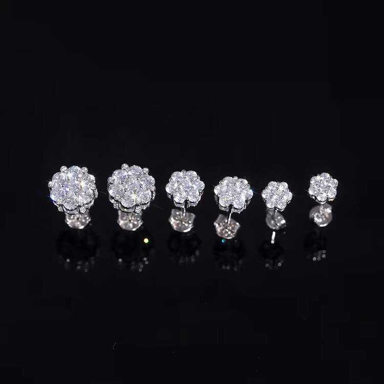 Factory Wholesale Women Men S Sier 9K 14K Gold 6 Prongs D VVS1 3mm to 10mm Moissanite Dia Ear Studs Earrings
