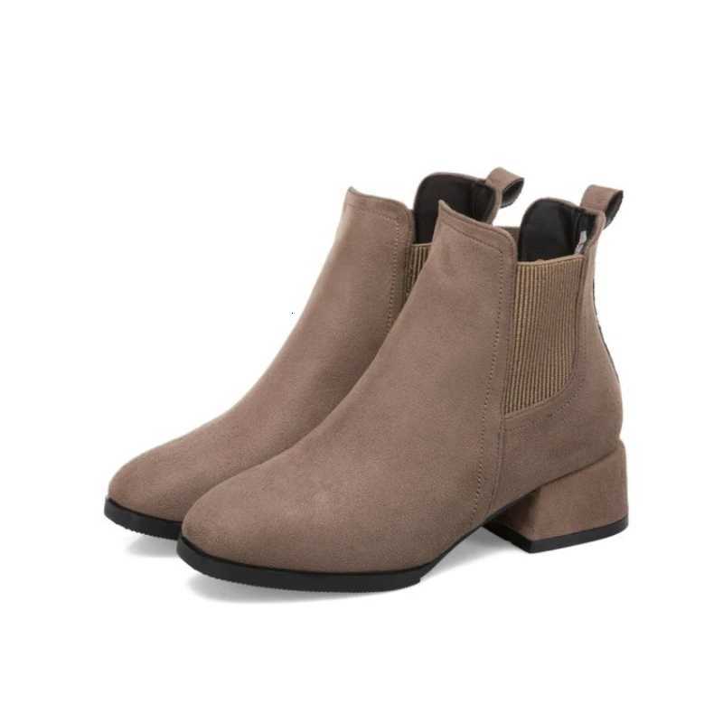 Winter Women New Chelsea Boots Ankle Round Toe Square Heel Shoe Solid Casual Comfort Shoes for Trendy Ladies Short Boot Botas XJ250807