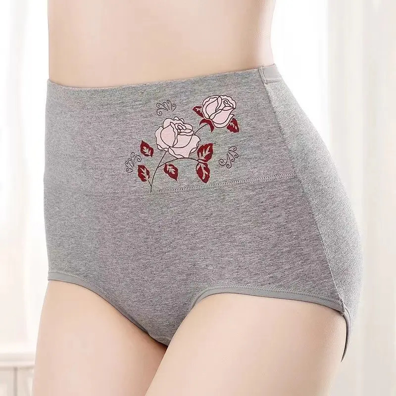 4PCSset Plus Size Underwear Woman high waist Womens Panties Comfort Cotton Brief breathable Panty Underpants for ladies XL4XL 250807