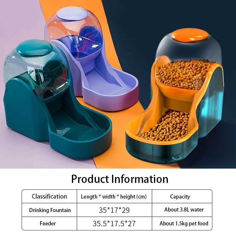 3.8L Pet Dog Cat Automatic Feeder Bowl for Dogs Drinking Water Fountain Bottle Kitten Bowls Slow Food Feeding Container Supplies Y250806