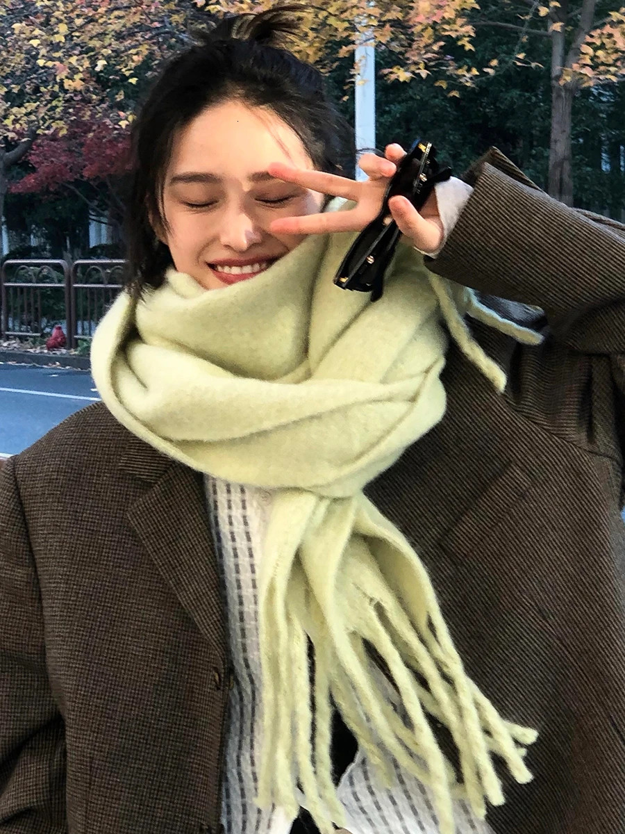 Women Thick Shawl Wraps Scarf Winter Warm Fashion Solid Color Pashmina Scarves Long Tassel Hijab Stoles Bufanda Mujer 250805