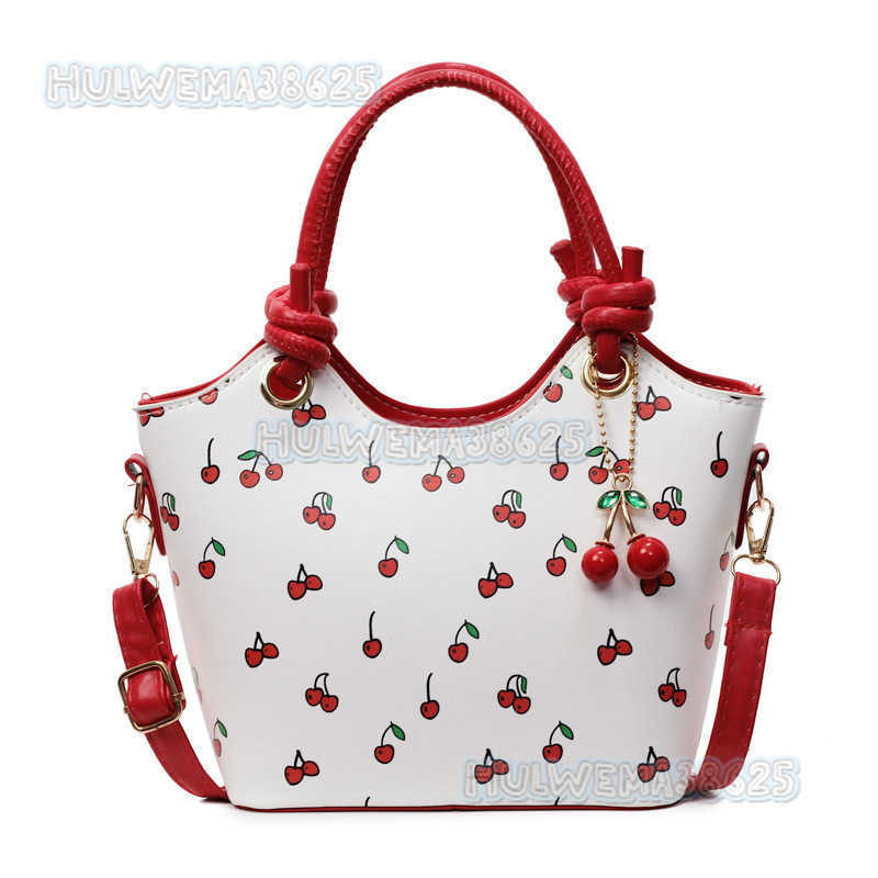 New Trendy Girl Handbag Fashion Commuter Cherry Tote Bag Niche Printed Texture Shoulder Bag Underarm Bag H250806