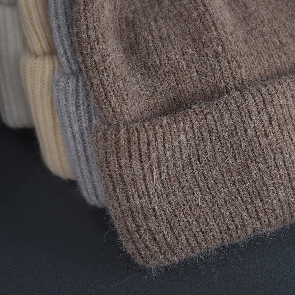 Rabbit Fur Beanies Soft Warm Fluffy Winter Hat for Women Angora Knitted Hat Skullies Beanies Female Bonnet Woman Knit Cap 250806