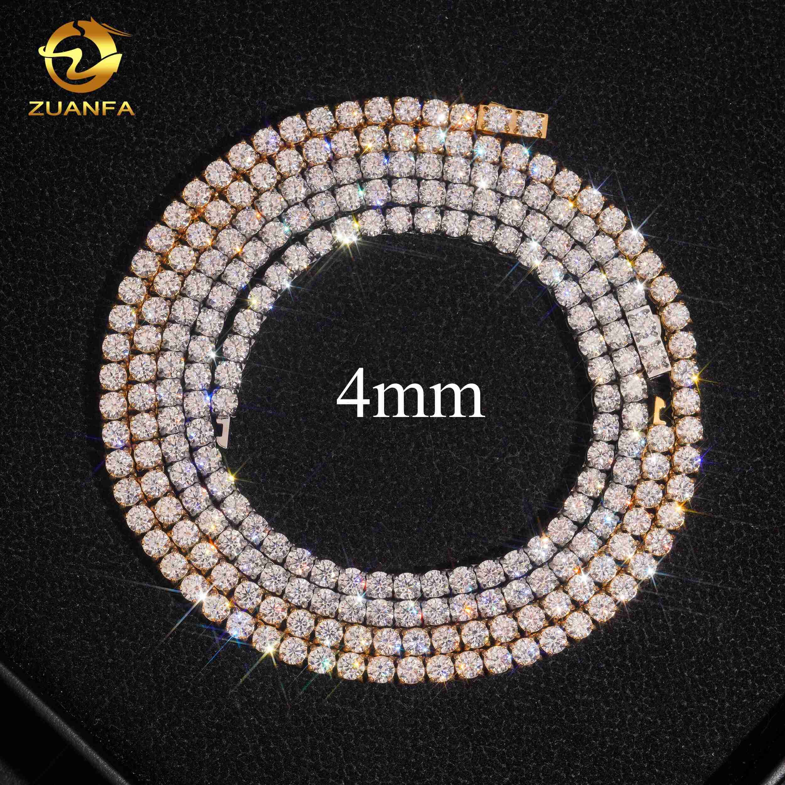 High Quality VVS Moissanite Necklace 4mm Bracelet Hip Hop Moissanite Jewelry Iced Out Diamond 316L Stainless Steel Tennis Chain