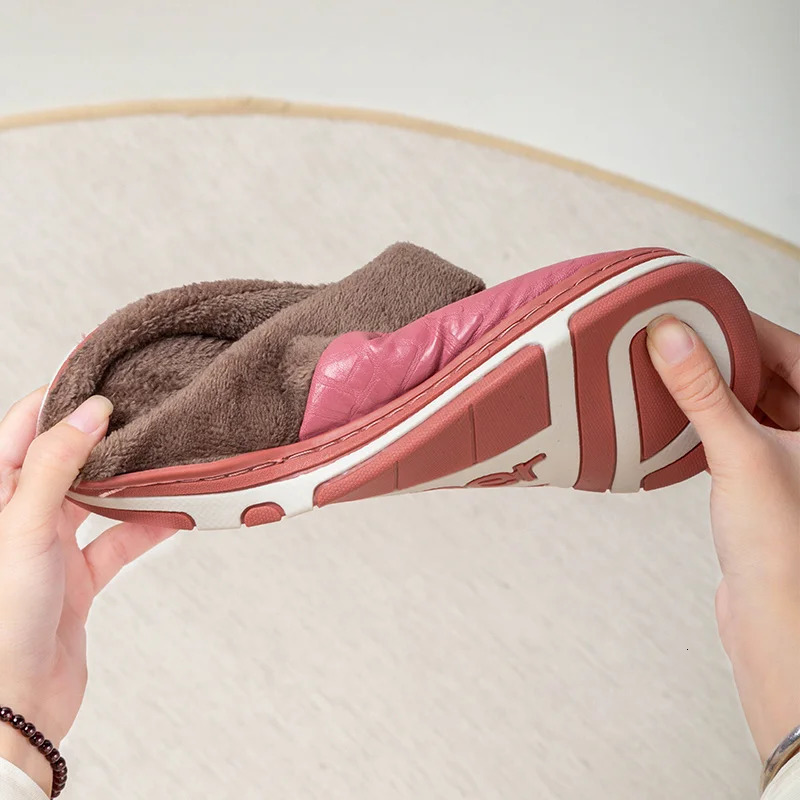 Mens Soft Plush Cozy House Casual Slippers Waterproof -skid Slip-on Shoes Fuzzy Lining Indoor Walk Autumn Winter Couples 250805