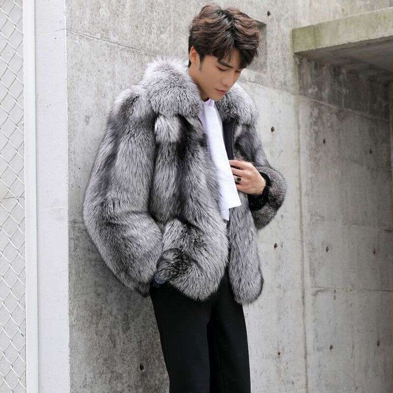 Men's Clothing Autumn-Winter Men's Fashion Casual Sier Fox Fur Coat Thickened To Keep Warm