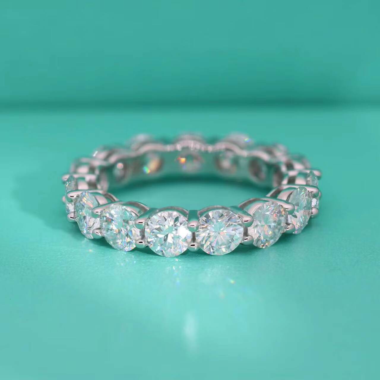Wholesale 925 Sterling Silver Tennis Ring Princess Emerald Ice Eternity White VVS Mossanite Moissanite Hip Hop Style