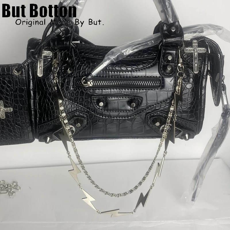 Y2K Punk Metal Cross Skeleton head Chain Pearl Chain Women Shoulder Bag Handbag Decorative chains Pendant DIY Accessories 250807