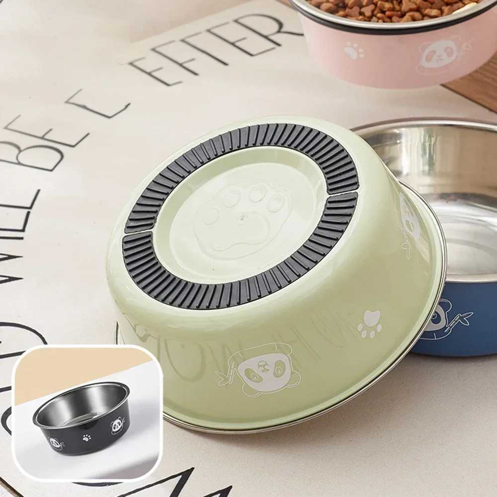 Non-Slip Dog Bowl for Large Medium and Small Dogs Cats Drinking Water Feeding Pet Bowl Stainless Steel Pet Food Bowl Y250806