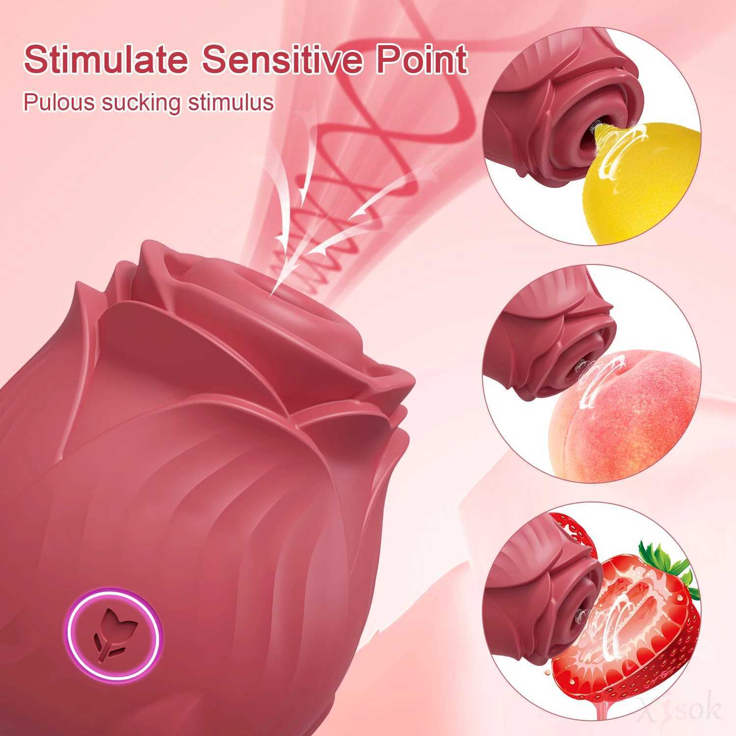 Rose-Sex Toy Vibator Toy for Women Silicone Clitoris Sucker Sucking Shape Sex Toy Nipples 10 Frequency Clitoris Stimulator W250807