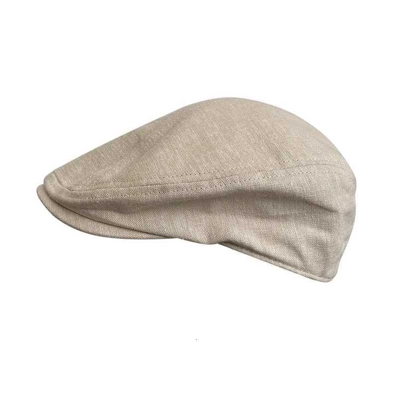 Spring Summer Linen Newsboy C New White Gray Yellow Breathable Beret Mens Women Literary Retro Hat England Hats Male Hats 47 XJ250807